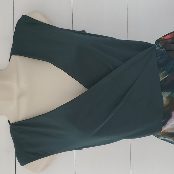 RACHEL ROY Size 0 Romper Dress Deep Green on the Top with Watercolors on Skort - Picture 2 of 13